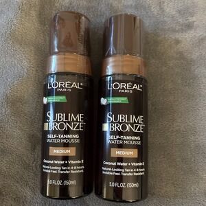 L'Oreal Sublime Bronze Self Tanning Water Mousse Medium 5oz 2 Pack Fresh Coconut